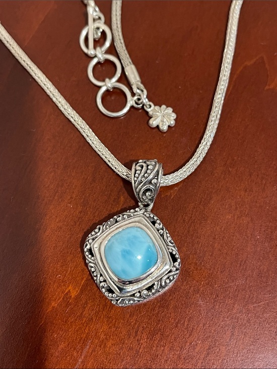 Marahlago Jewelry - Marahlago Sterling Silver & Caribbean Larimar Necklace Adj. 18” - 19”